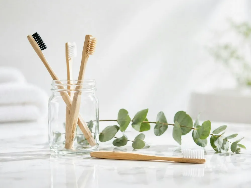 Okaliptüs yaprakları ve bambu diş fırçaları